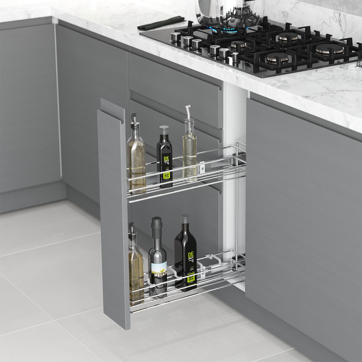 Бутылочница STARAX 200мм(151х475х495) 2-х ярусная левая (S-2426-C) хром с доводчиком